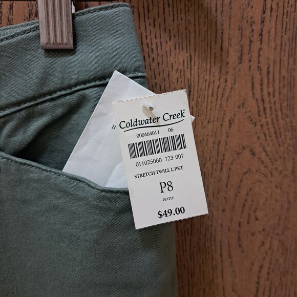 NEW Coldwater Creek Women Stretch Twill Pants Khaki Size Petite P8 Green Straigh - Picture 5 of 9